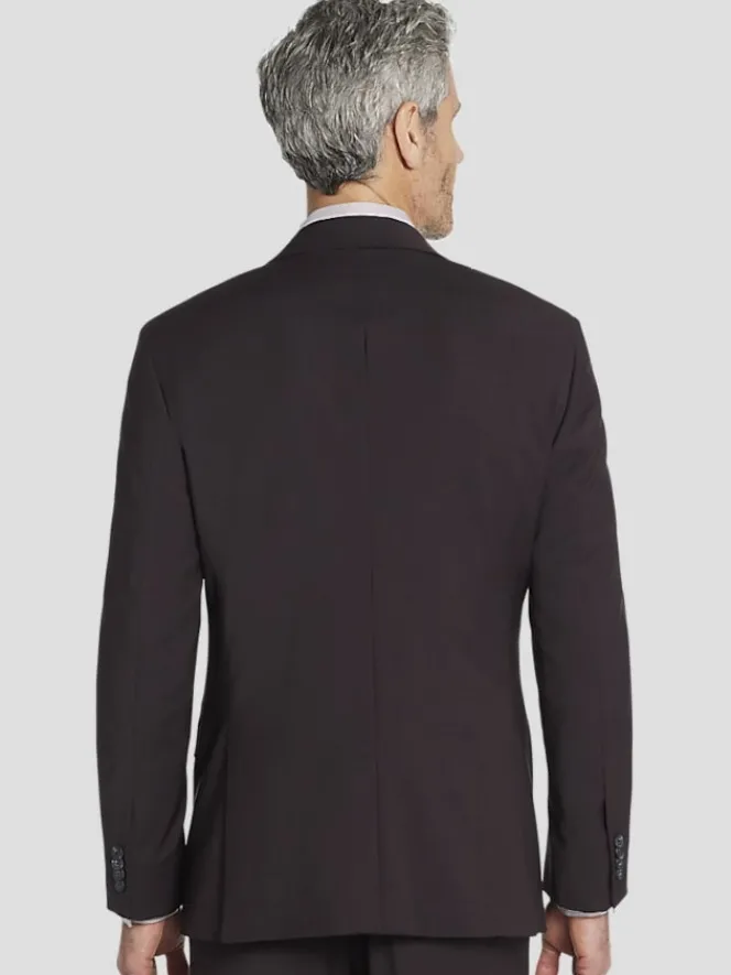 3-piece Suits|Suit Separates-Awearness Kenneth Cole Modern Fit Wool Blend Suit Jacket Burgundy Tic