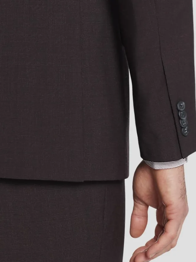 3-piece Suits|Suit Separates-Awearness Kenneth Cole Modern Fit Wool Blend Suit Jacket Burgundy Tic