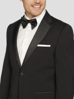 Tuxedos|Big & Tall Suits-Tommy Hilfiger Modern Fit Wool Blend Tuxedo Jacket Formal Black