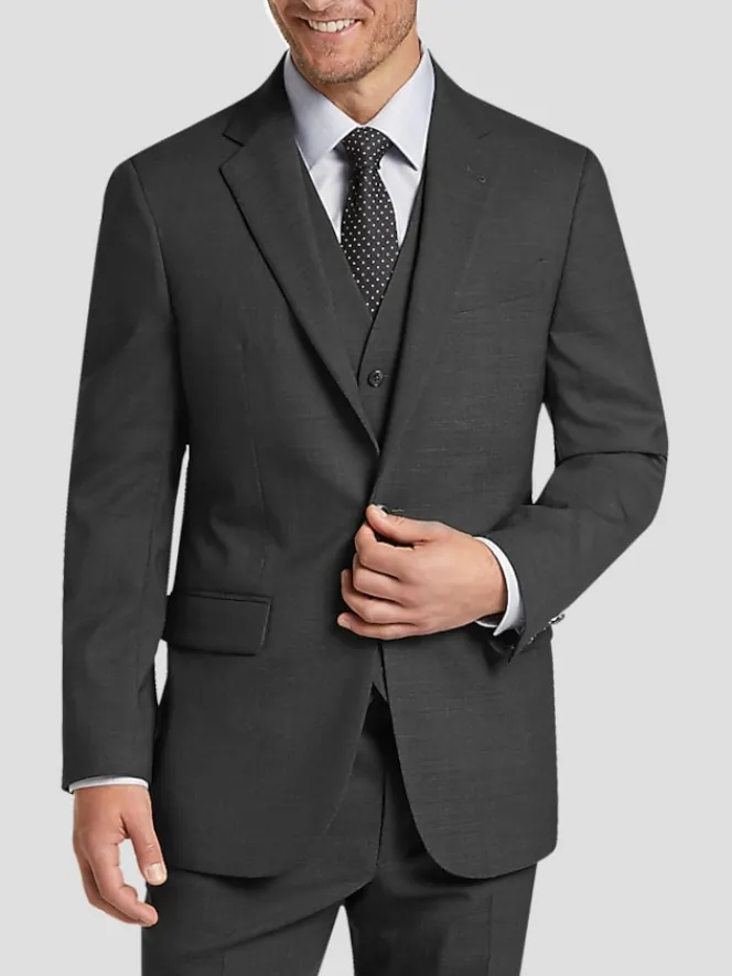 3-piece Suits|Suit Separates-Joseph Abboud Modern Fit Wool Suit Jacket Blue Tic