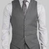 Suit Separates|3-piece Suits-Joseph Abboud Modern Fit Wool Suit Vest Gray Solid