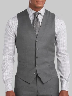 Suit Separates|3-piece Suits-Joseph Abboud Modern Fit Wool Suit Vest Gray Solid