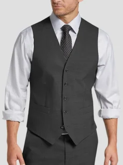 3-piece Suits|Suit Separates-Joseph Abboud Modern Fit Wool Suit Vest Blue Tic