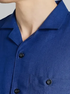 Button Up Shirts|Casual Shirts-Joseph Abboud Modern Fit Woven Camp Shirt Royal