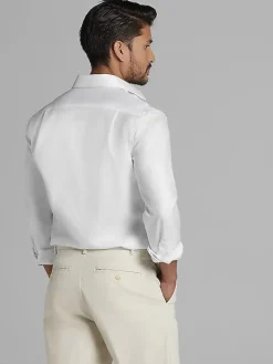 Dress Shirts|Solid Dress Shirts-Joseph Abboud Modern Fit Wrinkle-Resistant 100% Cotton Dress Shirt Black Solid