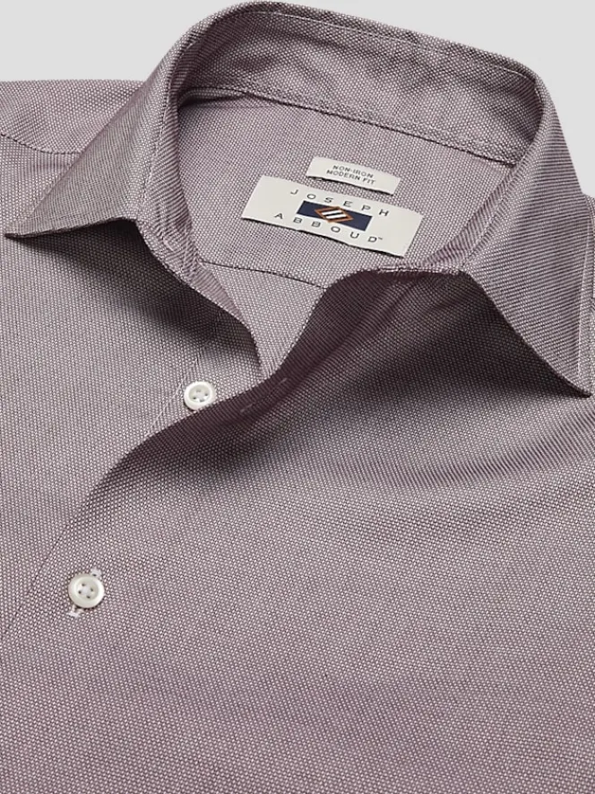 Patterned Dress Shirts|Designer Dress Shirts-Joseph Abboud Modern Fit Wrinkle-Resistant Cotton Dress Shirt Burgundy