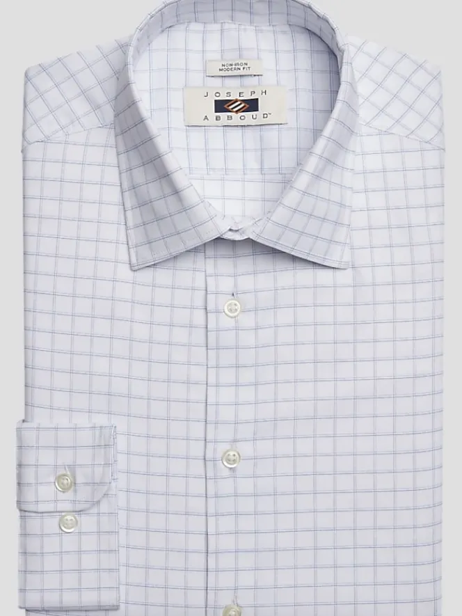 Patterned Dress Shirts|Designer Dress Shirts-Joseph Abboud Modern Fit Wrinkle-Resistant Spread Collar Dress Shirt Navy Fancy