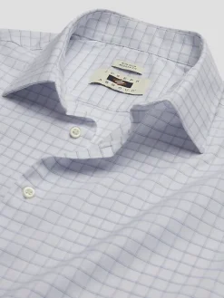 Patterned Dress Shirts|Designer Dress Shirts-Joseph Abboud Modern Fit Wrinkle-Resistant Spread Collar Dress Shirt Navy Fancy