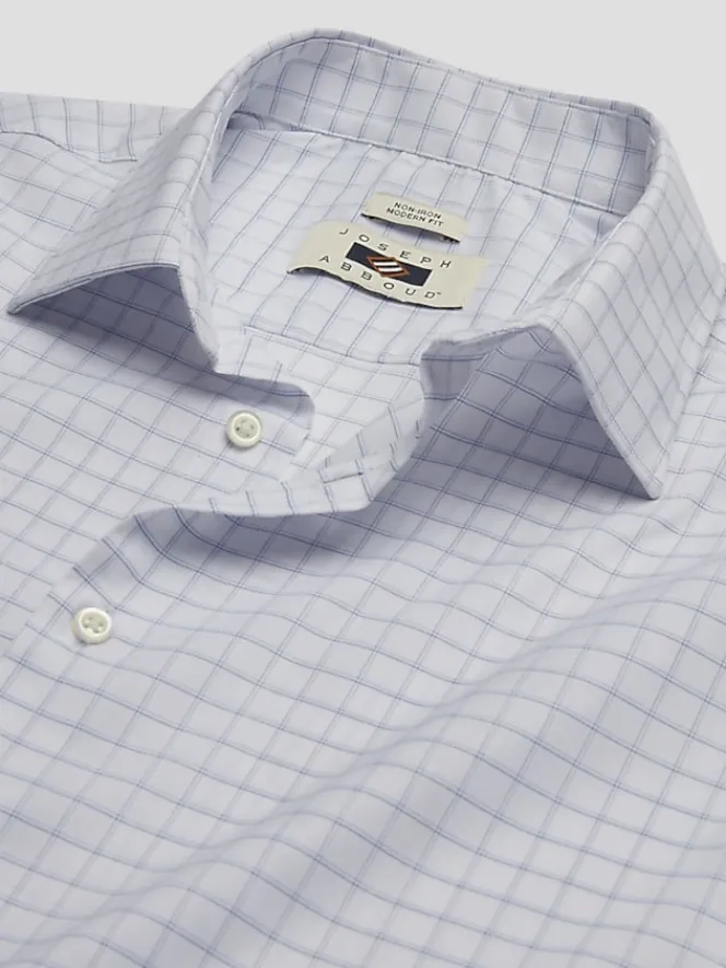 Patterned Dress Shirts|Designer Dress Shirts-Joseph Abboud Modern Fit Wrinkle-Resistant Spread Collar Dress Shirt Navy Fancy