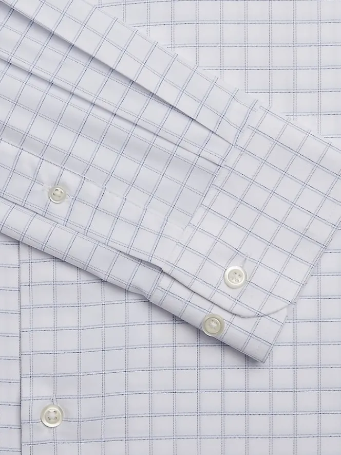 Patterned Dress Shirts|Designer Dress Shirts-Joseph Abboud Modern Fit Wrinkle-Resistant Spread Collar Dress Shirt Navy Fancy