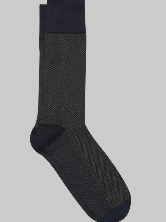 Socks-Pronto Uomo Modern Herringbone Socks, 1-Pair Blue