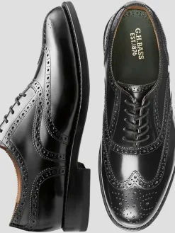 Oxfords|Dress & Formal Shoes-G.H.BASS Monogram Wingtip Oxfords Black