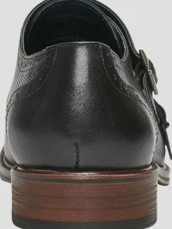 Dress & Formal Shoes-Vintage Foundry Morgan Leather Monk Strap Cap Toe Oxfords Black