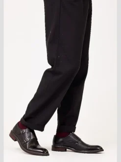 Dress & Formal Shoes-Vintage Foundry Morgan Leather Monk Strap Cap Toe Oxfords Black