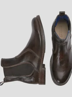 Boots-Bedstu Nando Leather Plain Toe Chelsea Boots Black Rustic