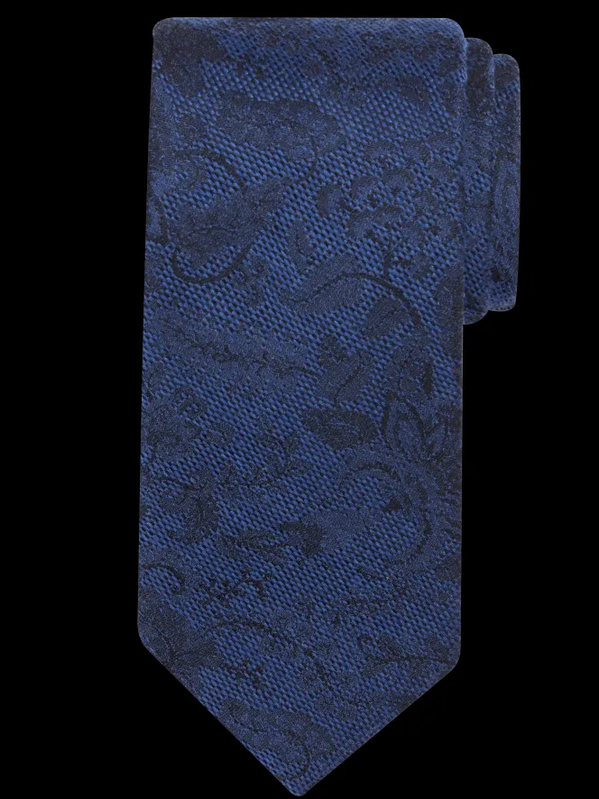 Ties-Joseph Abboud Narrow Botanical Tonal Tie Black