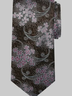 Ties-Joseph Abboud Narrow Celestial Silk Tie Brown