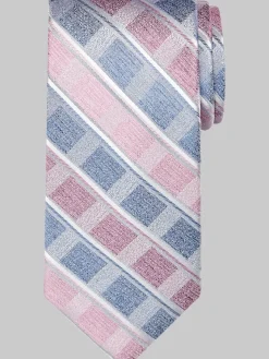 Ties-Pronto Uomo Narrow Check Silk Tie Blu/Char Grid