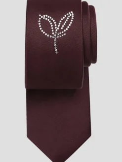 Ties-Egara Narrow Crystal Leaf Tie Wine