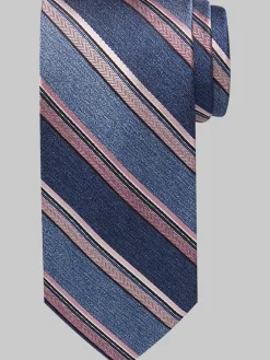 Ties-Pronto Uomo Narrow Diagonal-Stripe Silk Tie Pnk/Blu Strp