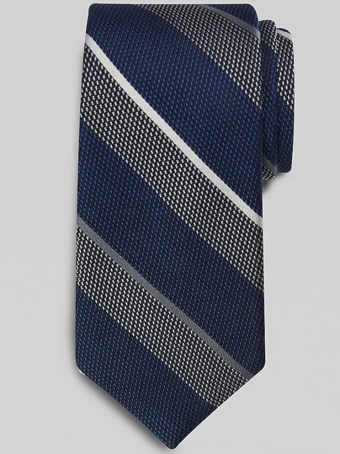 Ties-Joseph Abboud Narrow Dot Stripe Tie Black