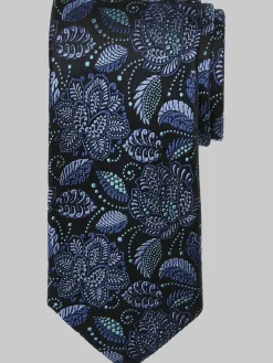 Ties-Pronto Uomo Narrow Fantasy Floral Silk Tie Black