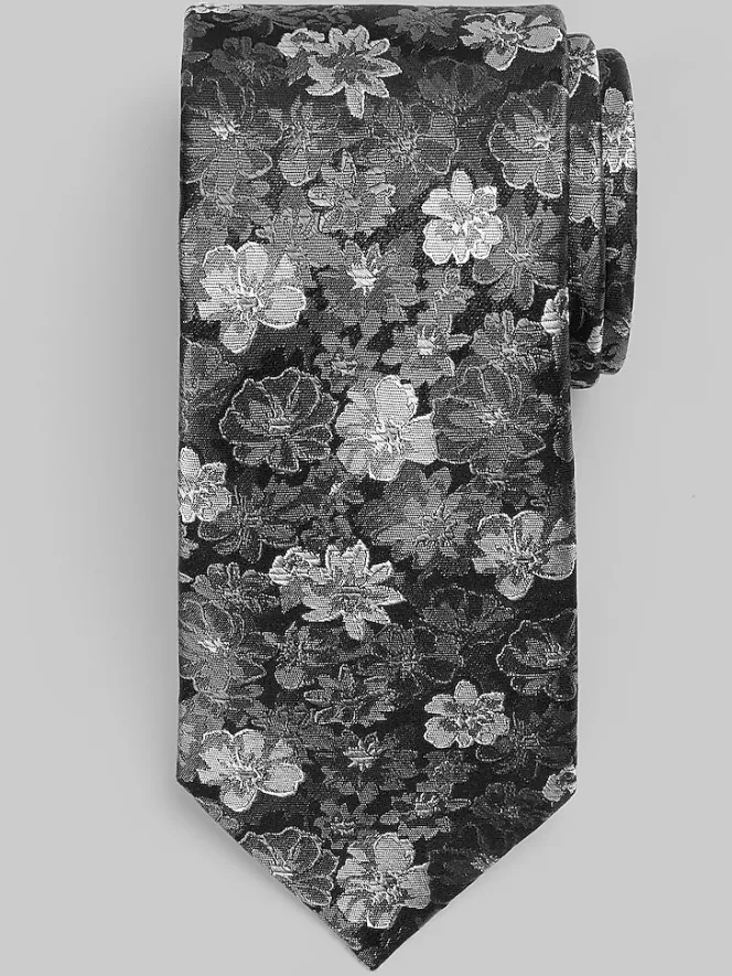 Ties-Joseph Abboud Narrow Floral Tie Black