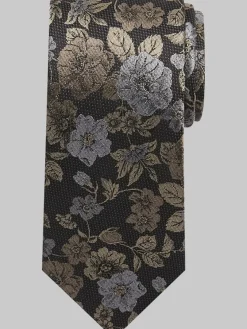 Ties-Joseph Abboud Narrow Floral Tie Tan