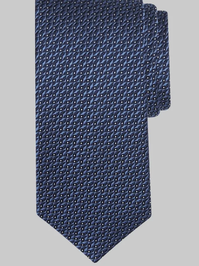 Ties-Joseph Abboud Narrow Geo Check Polka Dot Tie Brown