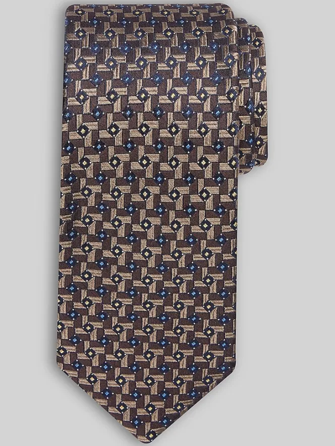 Ties-Joseph Abboud Narrow Geo Neat Tie Brown