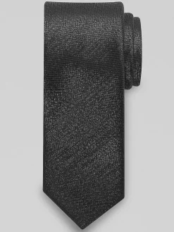 Formal Accessories|Ties-Egara Narrow Metallic Tie Black
