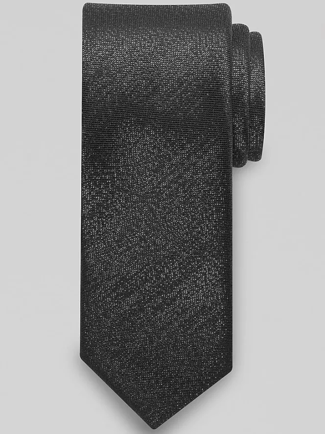 Formal Accessories|Ties-Egara Narrow Metallic Tie Black