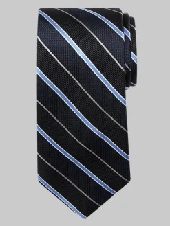 Ties-Joseph Abboud Narrow Multi-Texture Stripe Tie Black