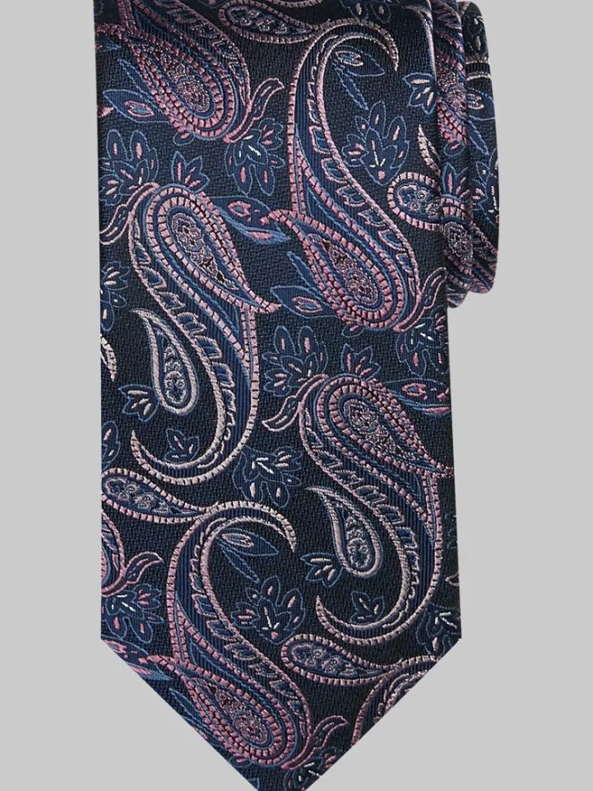 Ties-Pronto Uomo Narrow Paisley Silk Tie Burg Paisley