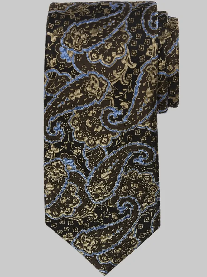 Ties-Joseph Abboud Narrow Piscean Paisley Tie Brown