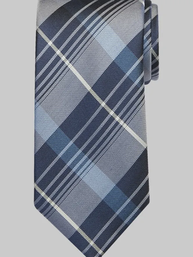 Ties-Awearness Kenneth Cole Narrow Plaid Silk Tie Charcoal