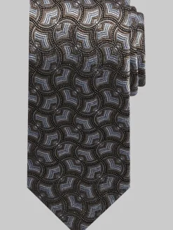 Ties-Joseph Abboud Narrow Puzzle Geometric Silk Tie Brown