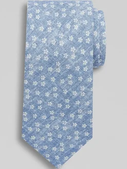 Ties-Joseph Abboud Narrow Simple Floral Tie Light Blue