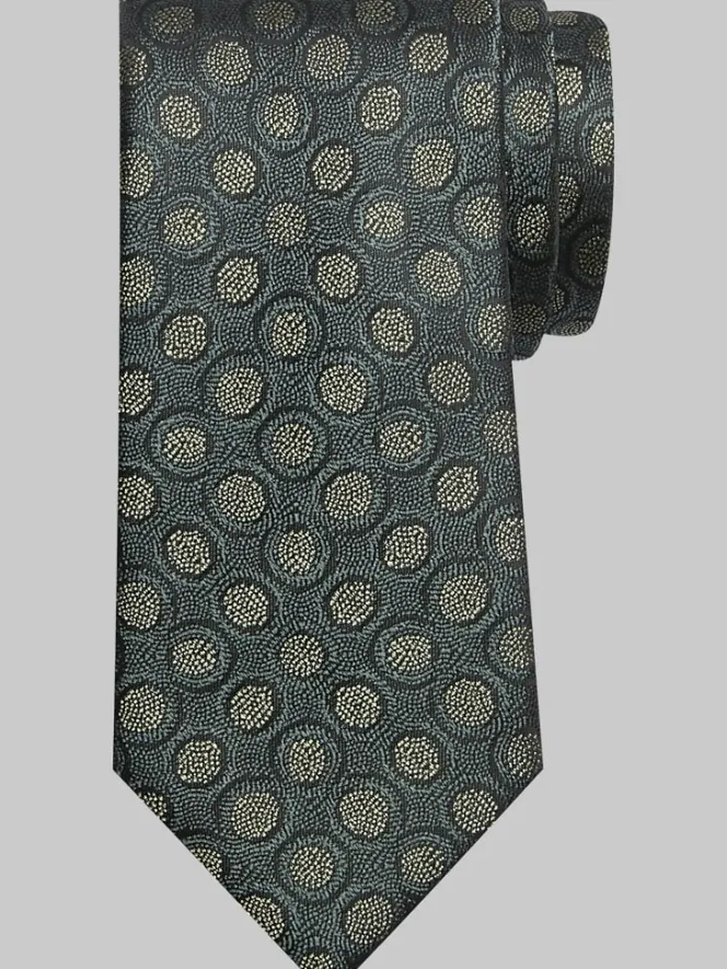 Ties-Awearness Kenneth Cole Narrow Solar Flare Dot Silk Tie Black