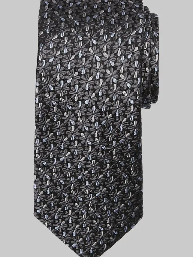Ties-Pronto Uomo Narrow Spinning Floral Tie Charcoal