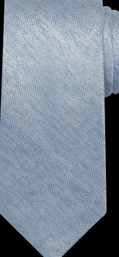 Ties-Pronto Uomo Narrow Stripe Linen Tie Blue