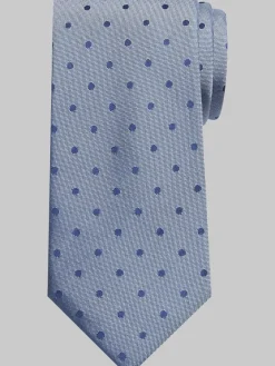 Ties-Joseph Abboud Narrow Textured Polka Dot Silk Tie Blue