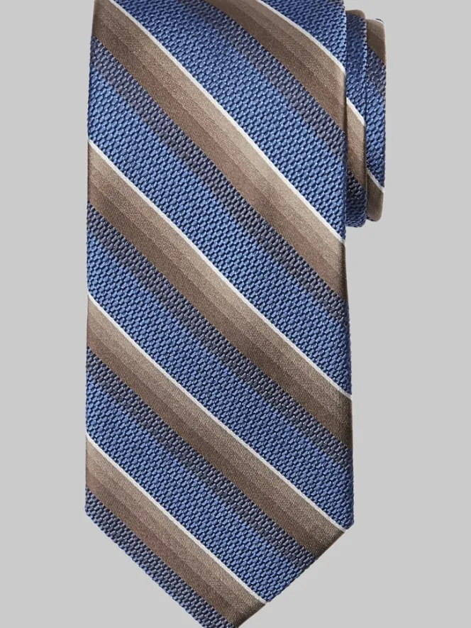 Ties-Pronto Uomo Narrow Tonal Diagonal Stripe Silk Tie Gold