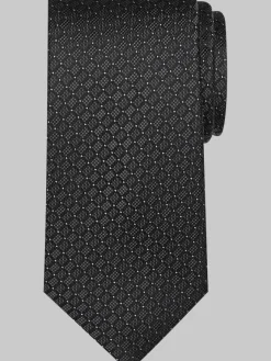 Ties-Pronto Uomo Narrow Tonal Grid Silk Tie Blk Grid