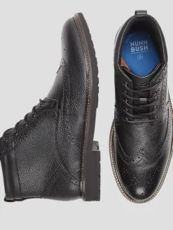 Boots-Nunn Bush Odell II Leather Wingtip Lace-up Boots Black