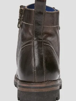 Boots-Bedstu Old Bowen Trek Leather Side Zip Lace-up Boots Brown