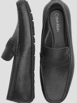 Loafers & Slip-ons-Calvin Klein Oliver Logo Gross Grain Drivers Black