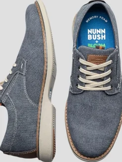 Oxfords|Casual Shoes-Nunn Bush Otto Canvas Plain Toe Oxfords Blue Denim