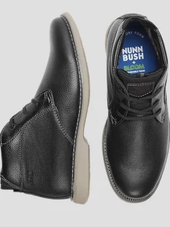 Boots-Nunn Bush Otto Leather Lace-up Plain Toe Chukka Boots Black