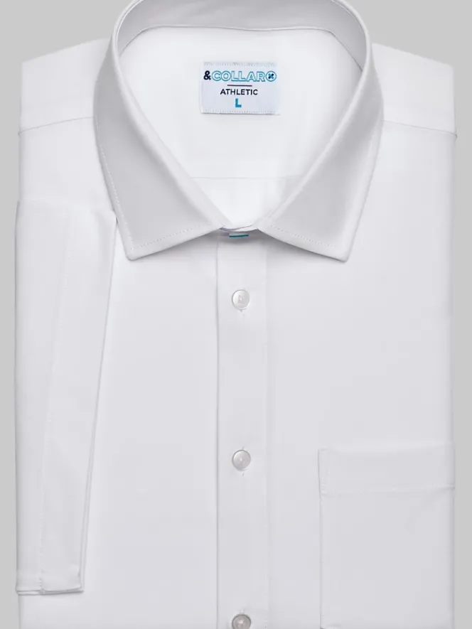 Big & Tall Dress Shirts|Solid Dress Shirts-&Amp;Collar Pacific Athletic Fit Short Sleeve Dress Shirt White Solid